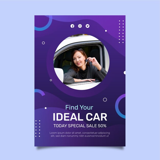Modelo de cartaz de concessionária de carros gradiente