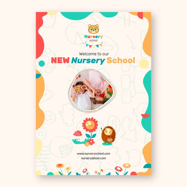Modelo de cartaz de creche desenhado à mão