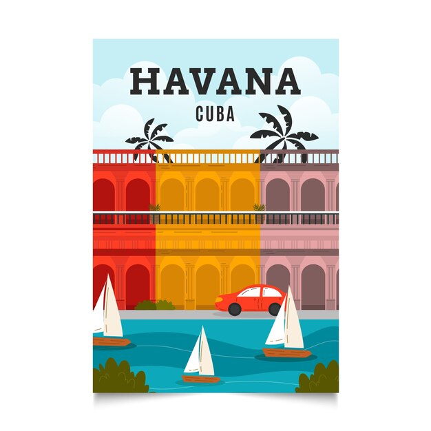 Modelo de cartaz de cuba desenhado à mão