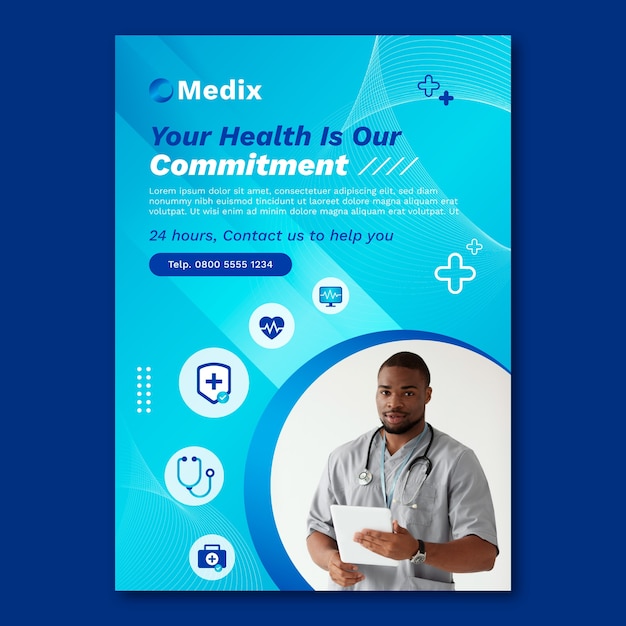 Modelo de cartaz de cuidados hospitalares