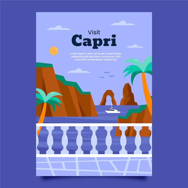 Vetor grátis modelo de cartaz de design plano capri