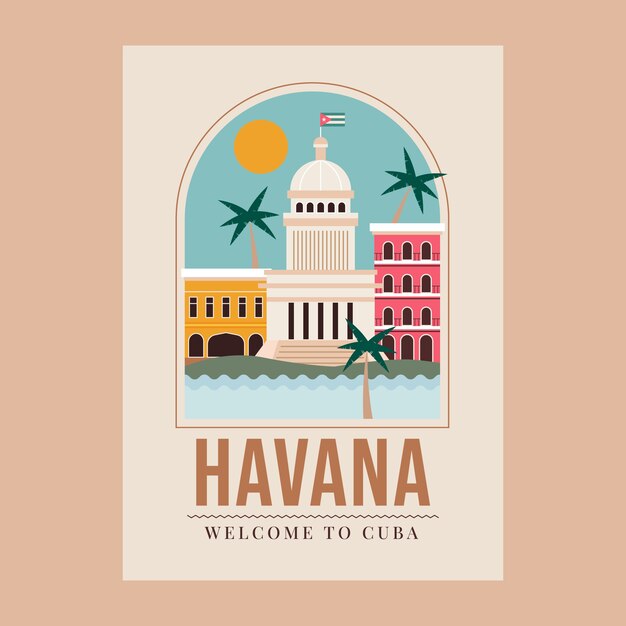 Modelo de cartaz de design plano cuba