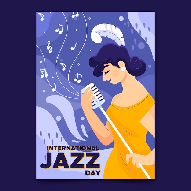 Modelo de cartaz de dia internacional de jazz mão desenhada