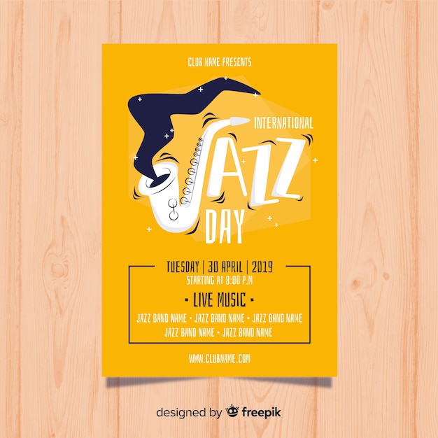 Vetor grátis modelo de cartaz de dia internacional do jazz