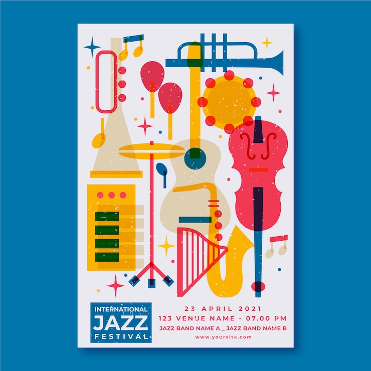 Vetor grátis modelo de cartaz de dia internacional do jazz