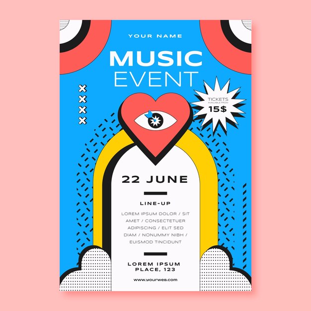 Modelo de cartaz de evento de design plano