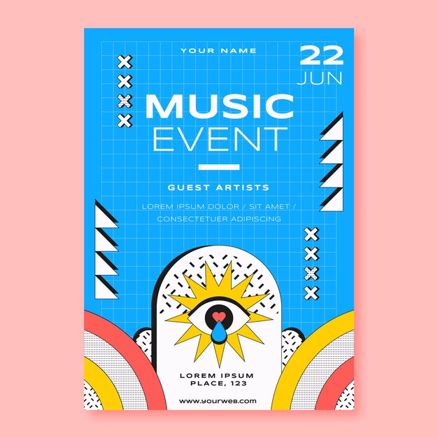 Modelo de cartaz de evento de design plano