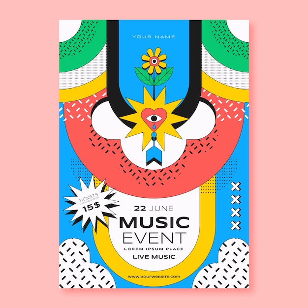 Modelo de cartaz de evento de design plano