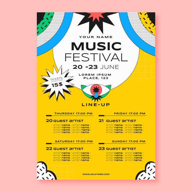 Modelo de cartaz de evento de design plano