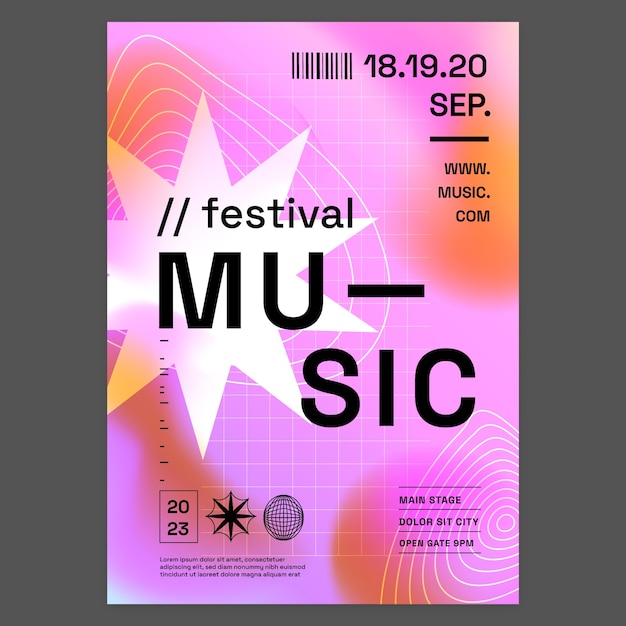 Modelo de cartaz de evento de música gradiente