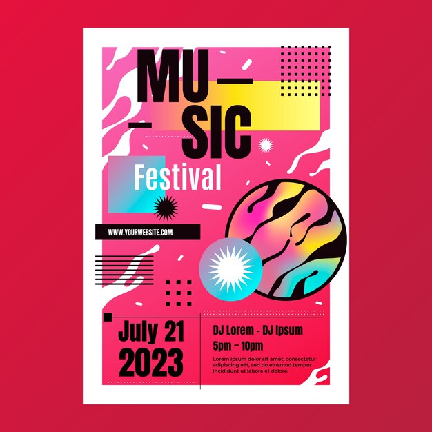 Modelo de cartaz de evento de música gradiente