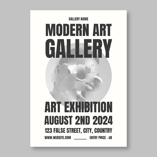 Modelo de cartaz de exposição de galeria de arte moderna monocolor simples