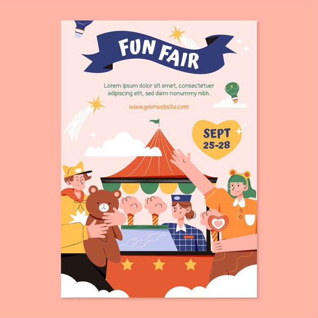Modelo de cartaz de feira de design plano