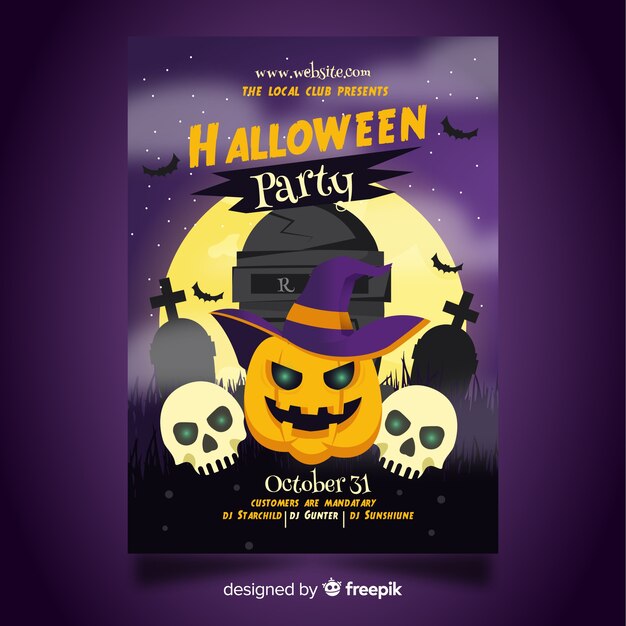 Modelo de cartaz de festa assustadora de halloween