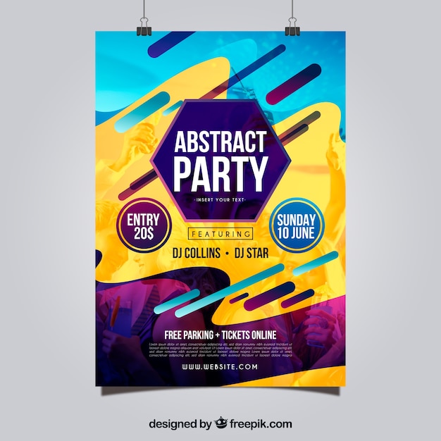 Modelo de cartaz de festa com estilo abstrato