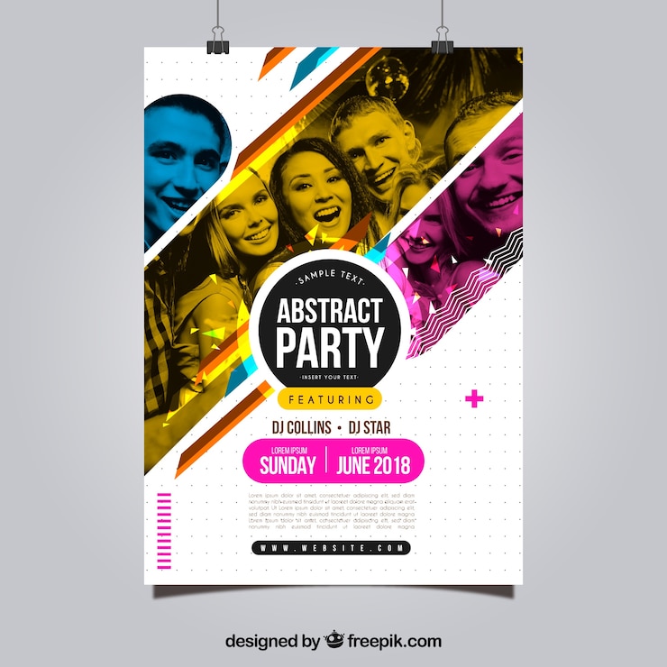 Vetor grátis modelo de cartaz de festa com estilo abstrato
