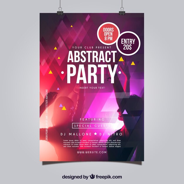 Modelo de cartaz de festa com estilo abstrato