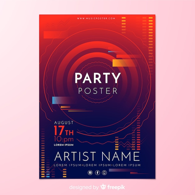 Modelo de cartaz de festa com formas abstratas