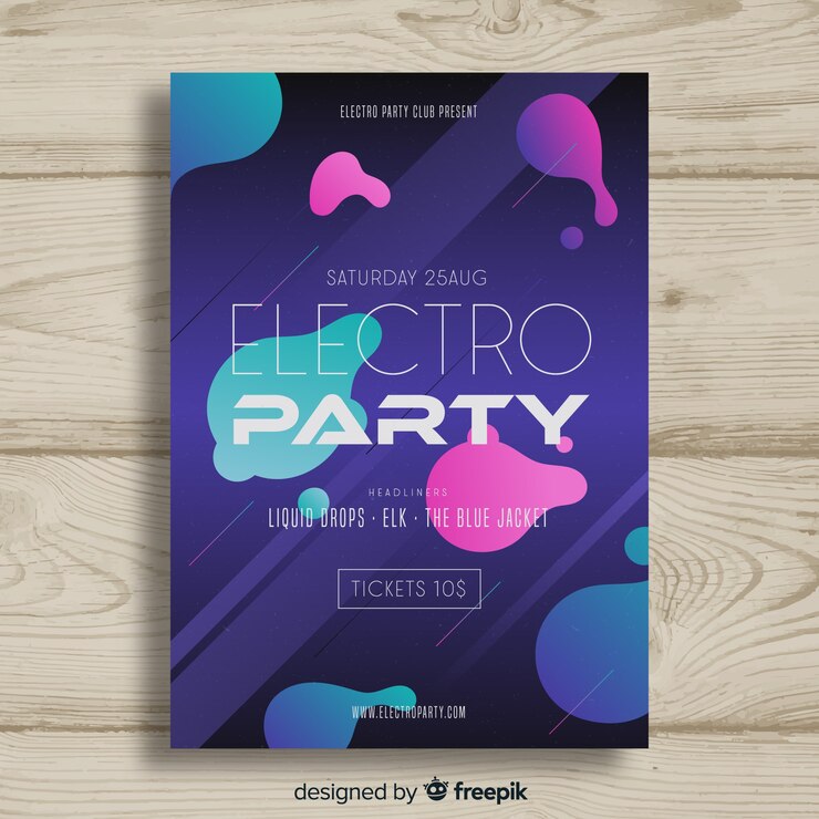 Vetor grátis modelo de cartaz de festa com formas abstratas
