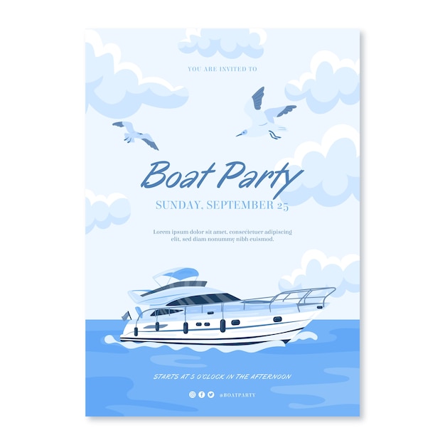 Vetor grátis modelo de cartaz de festa de barco desenhado à mão