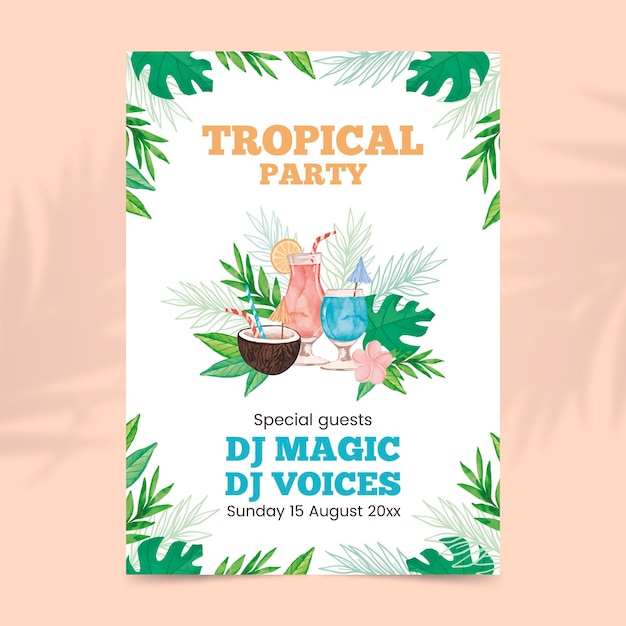 Modelo de cartaz de festa de design tropical