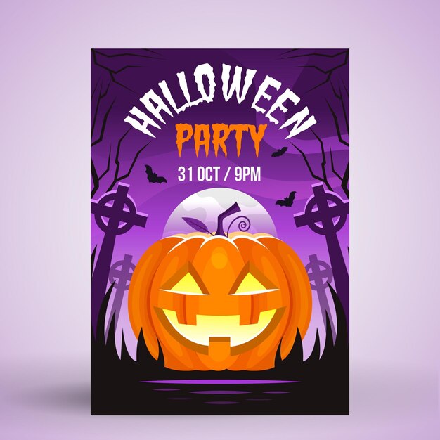 Modelo de cartaz de festa de halloween de design plano