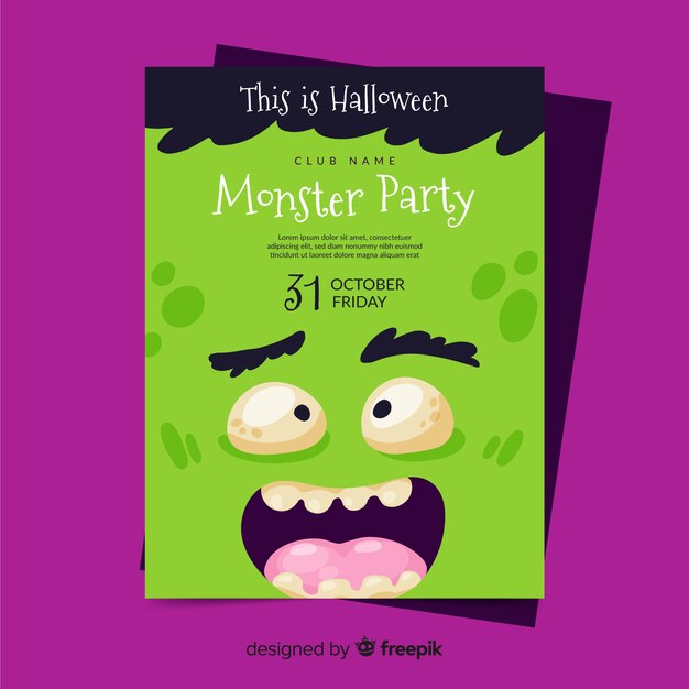Modelo de cartaz de festa de halloween plana