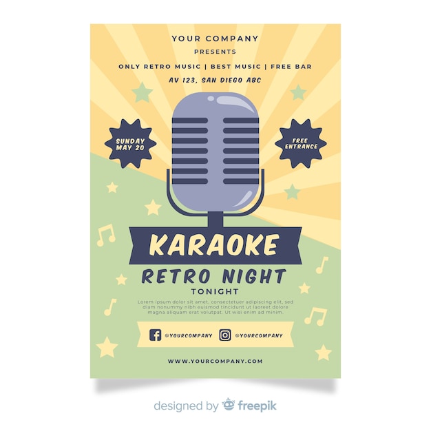 Modelo de cartaz de festa de karaoke em estilo simples