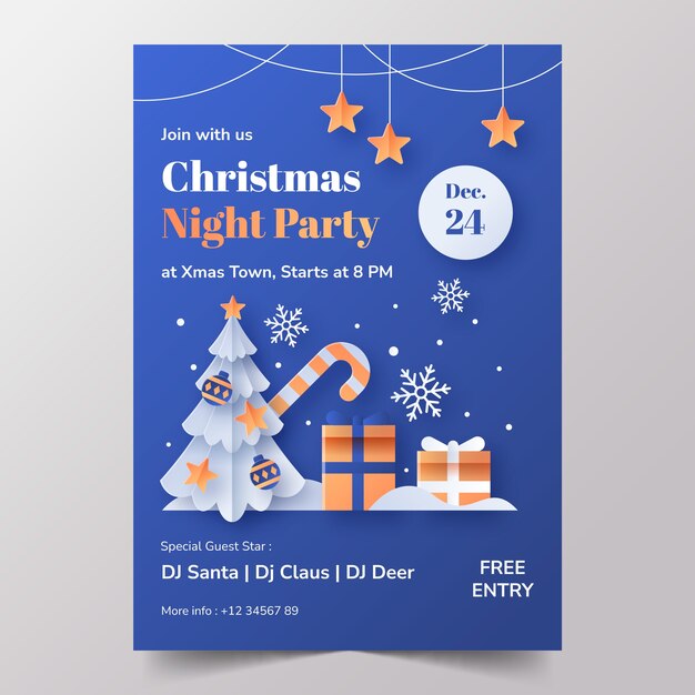 Modelo de cartaz de festa de natal de estilo de papel