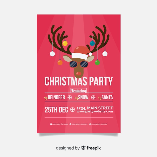 Vetor grátis modelo de cartaz de festa de natal plana