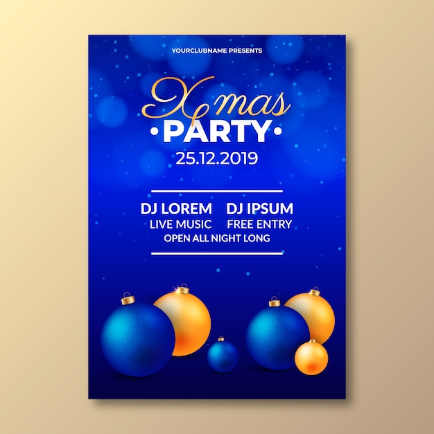 Modelo de cartaz de festa de natal realista