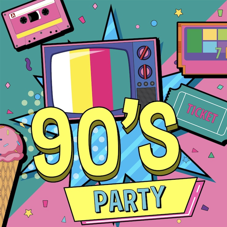 Vetor grátis modelo de cartaz de festa dos anos 90