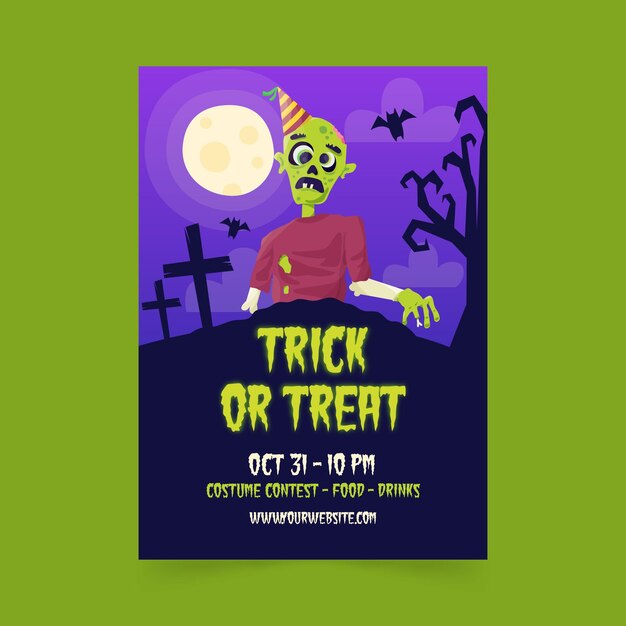 Modelo de cartaz de festa halloween desenhado à mão