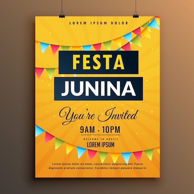 Modelo de cartaz de festa junina amarelo