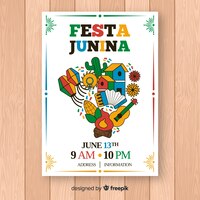 Modelo de cartaz de festa junina de mão desenhada