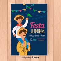 Vetor grátis modelo de cartaz de festa junina de mão desenhada