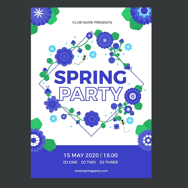 Vetor grátis modelo de cartaz de festa primavera em design plano