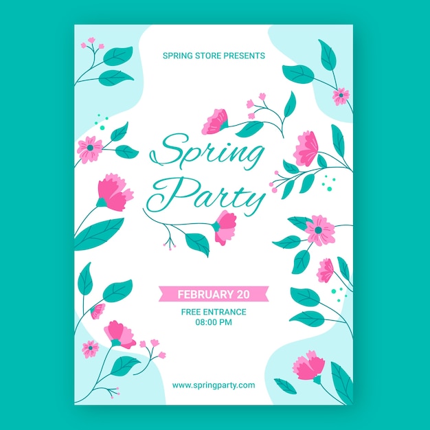 Vetor grátis modelo de cartaz de festa primavera mão desenhada com flores