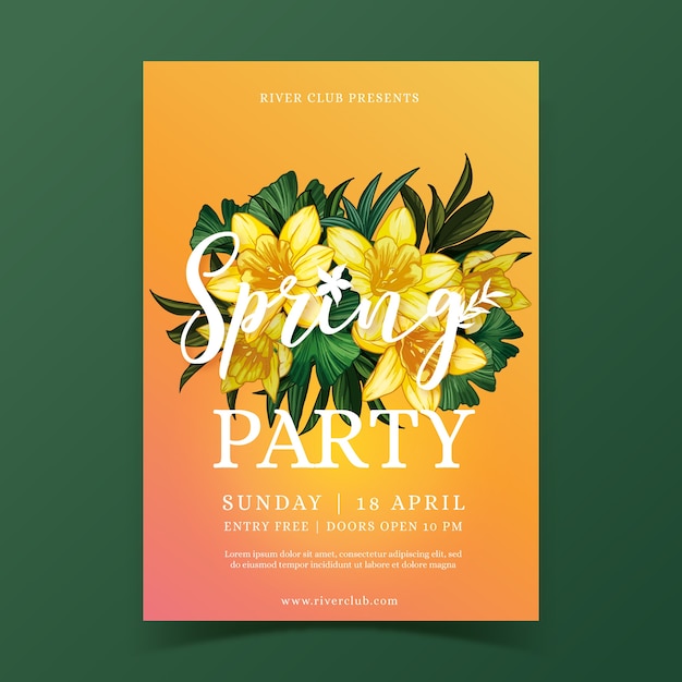 Modelo de cartaz de festa primavera mão desenhada