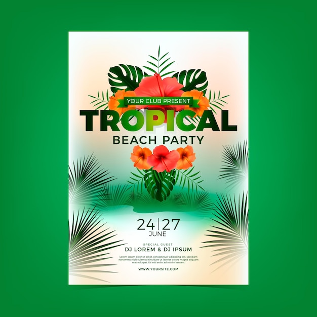 Vetor grátis modelo de cartaz de festa tropical