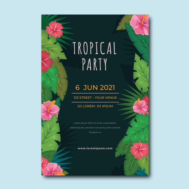 Modelo de cartaz de festa tropical