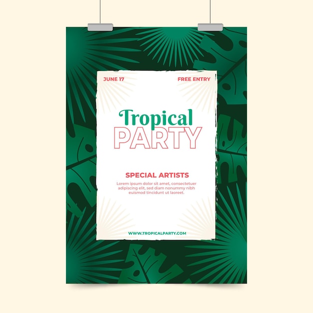 Modelo de cartaz de festa tropical