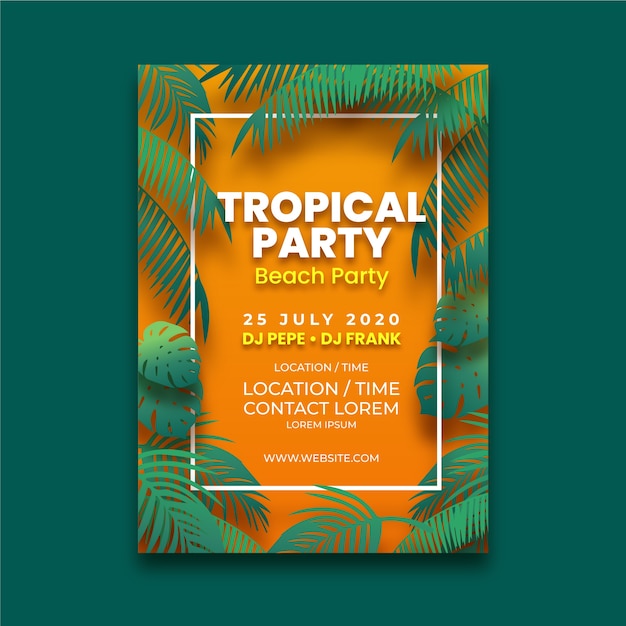 Modelo de cartaz de festa tropical