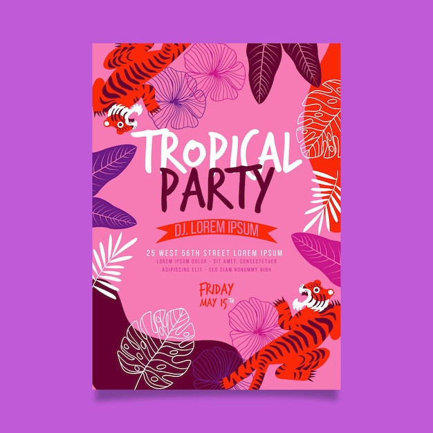 Modelo de cartaz de festa tropical