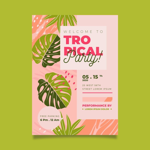 Modelo de cartaz de festa tropical