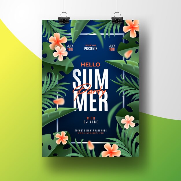 Modelo de cartaz de festa tropical