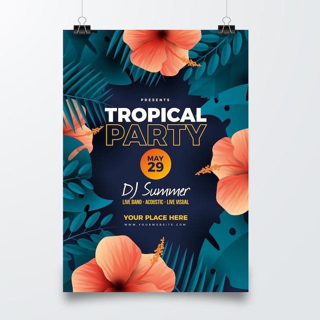 Vetor grátis modelo de cartaz de festa tropical