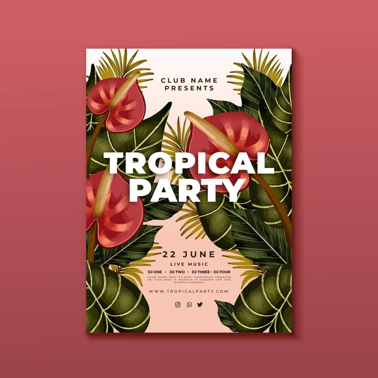 Vetor grátis modelo de cartaz de festa tropical