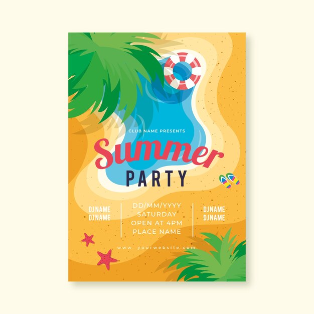 Modelo de cartaz de festa verão plana