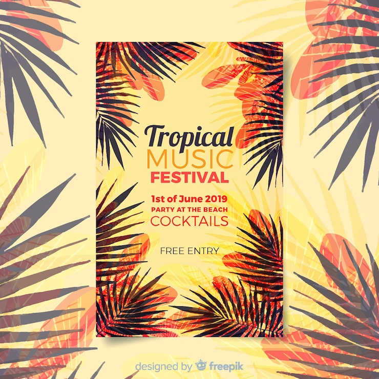 Vetor grátis modelo de cartaz de festival de música em aquarela